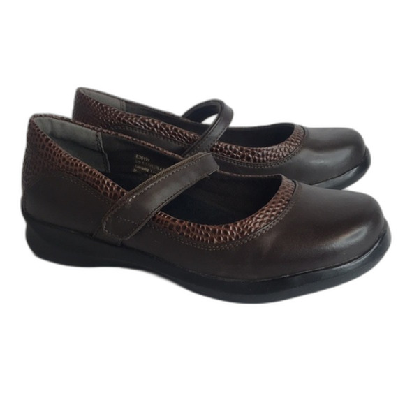 Apex Julia Brown Leather Snake Print Mary Jane Shoes Womens Size 8.5 XW - Picture 4 of 10